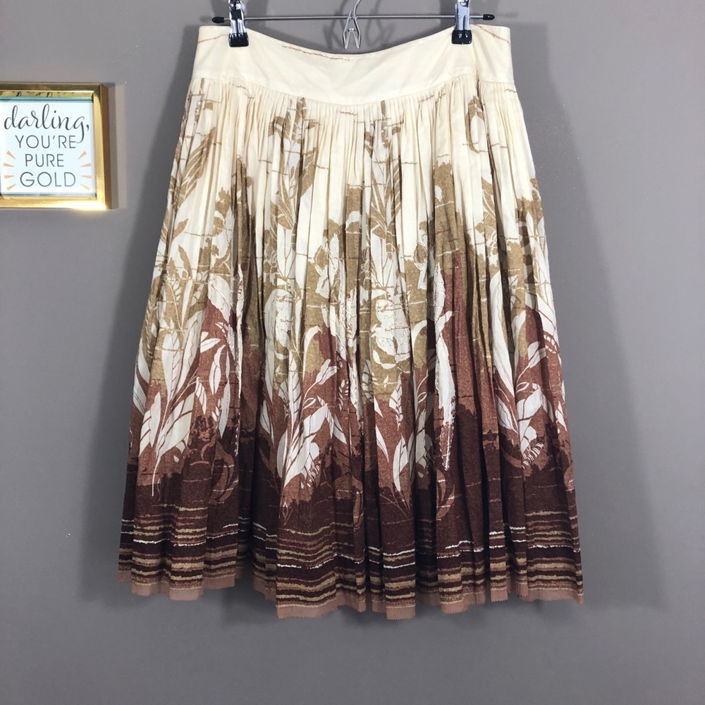 Ellie Tahari Pleated Lined Cotton Skirt 8